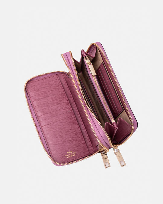 Large double zip around Velvet wallet HEATHER | SalesCuoieria Fiorentina