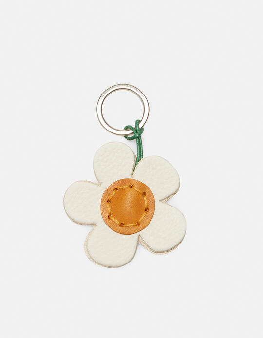 Flower leather Keychain BIANCO - Key holders - Women's Accessories | AccessoriesCuoieria Fiorentina