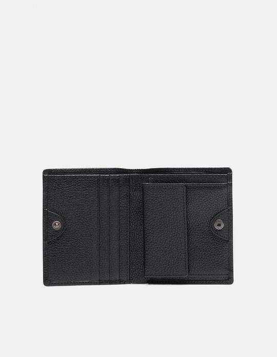 Anti-Rfid vertical wallet with coin purse in printed calf grained NERO - Women's Wallets - Men's Wallets | WalletsCuoieria Fiorentina