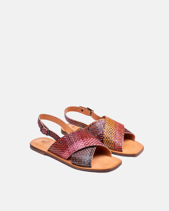 Crossed leather sandals with buckle MULTICOLOR - Women Shoes | ShoesCuoieria Fiorentina