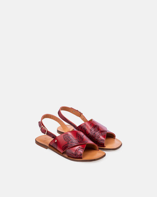 Mimì crossed leather sandals with buckle ROSSO - Women Shoes | ShoesCuoieria Fiorentina