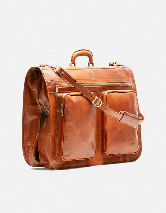 Oxford travel garment bag in vegetable tanned leather COGNAC - Luggage | TRAVEL BAGSCuoieria Fiorentina