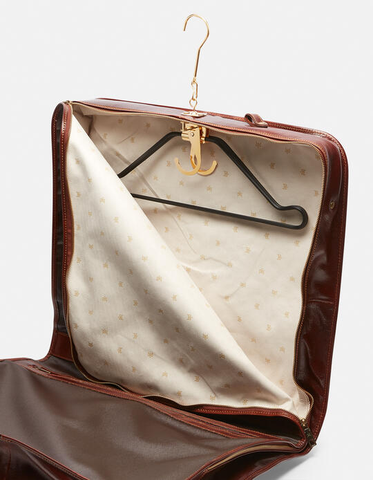 Oxford travel garment bag in vegetable tanned leather MARRONE - Luggage | TRAVEL BAGSCuoieria Fiorentina