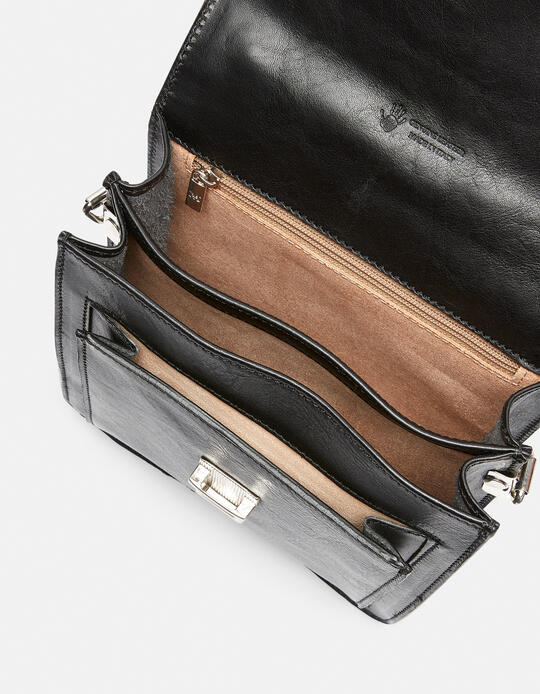 Oxford men's classic shoulder bag in vegetable tanned leather NERO - Crossbody Bags - MEN'S BAGS | bagsCuoieria Fiorentina