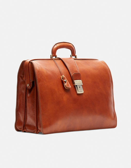 Large classic doctor's bag with unlined interior COGNAC - Doctor Bags | BriefcasesCuoieria Fiorentina