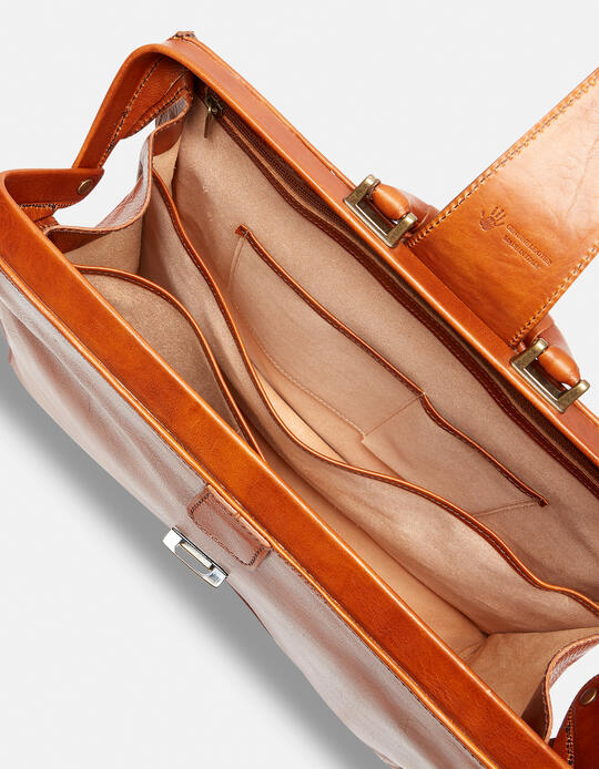 Large classic doctor's bag with unlined interior COGNAC - Doctor Bags | BriefcasesCuoieria Fiorentina