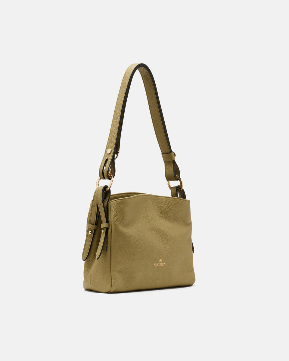 Velvet borsa a spalla piccola con tracolla estensibile Oliva  - Borse A Spalla - Borse Donna - Borse - Cuoieria Fiorentina