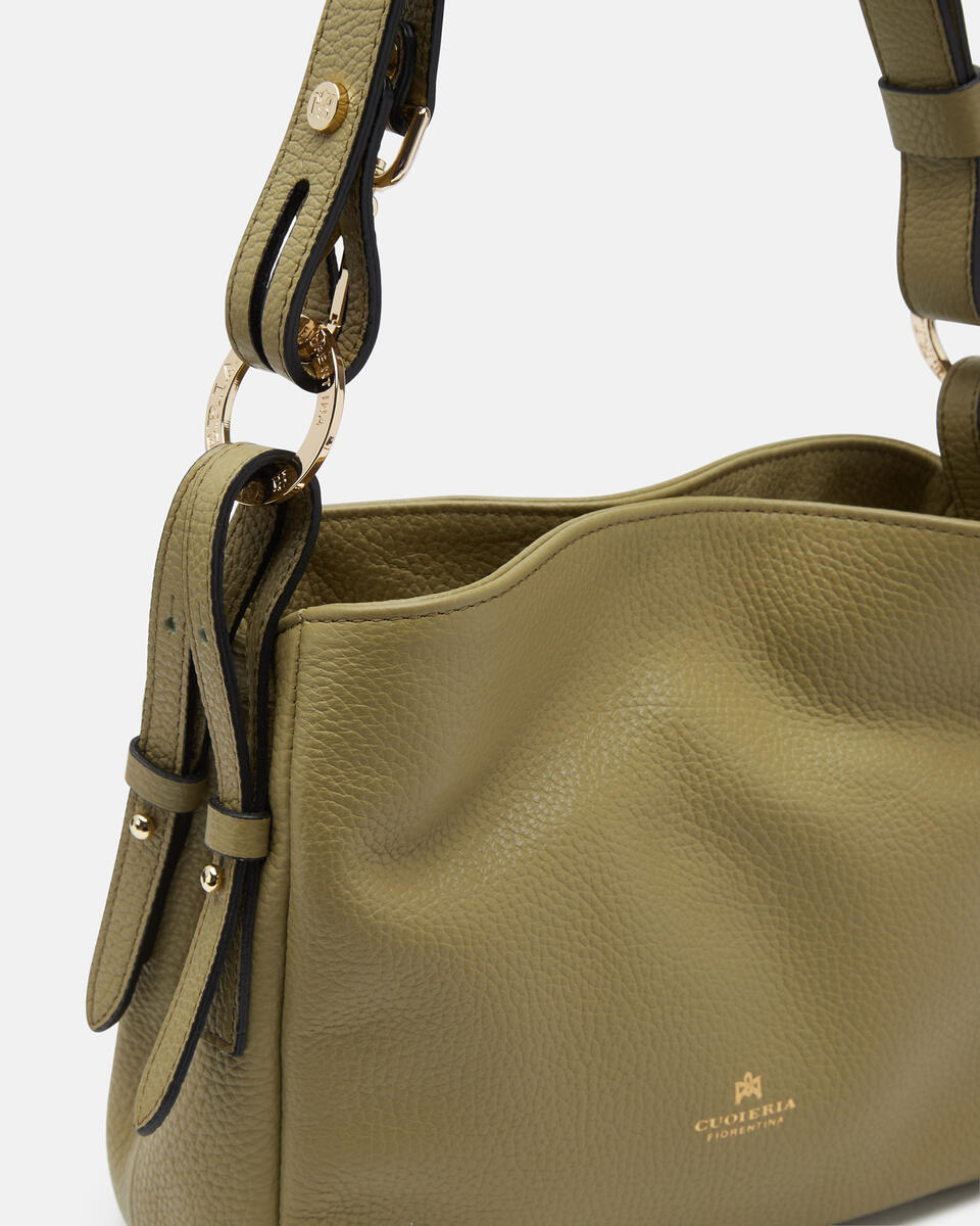 Velvet borsa a spalla piccola con tracolla estensibile Oliva  - Borse A Spalla - Borse Donna - Borse - Cuoieria Fiorentina