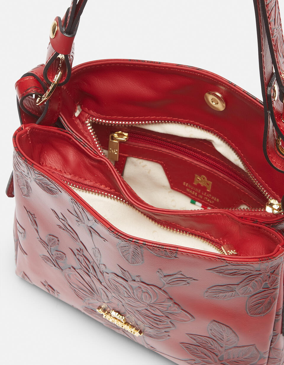 Mimi borsa a spalla piccola con tracolla estensibile Rosso  - Cuoieria Fiorentina