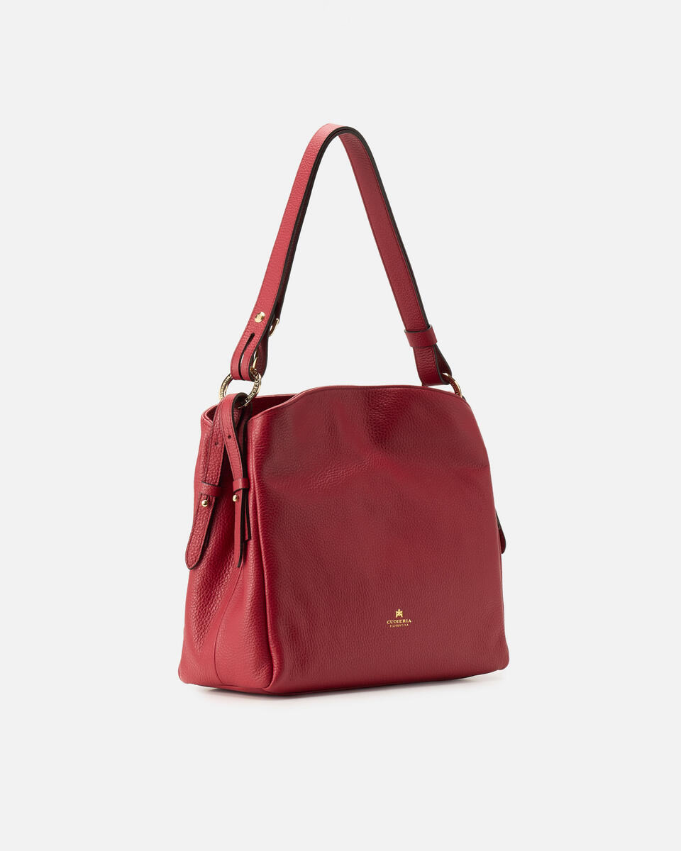 Velvet borsa a spalla grande con tracolla estensibile Cherry  - Cuoieria Fiorentina