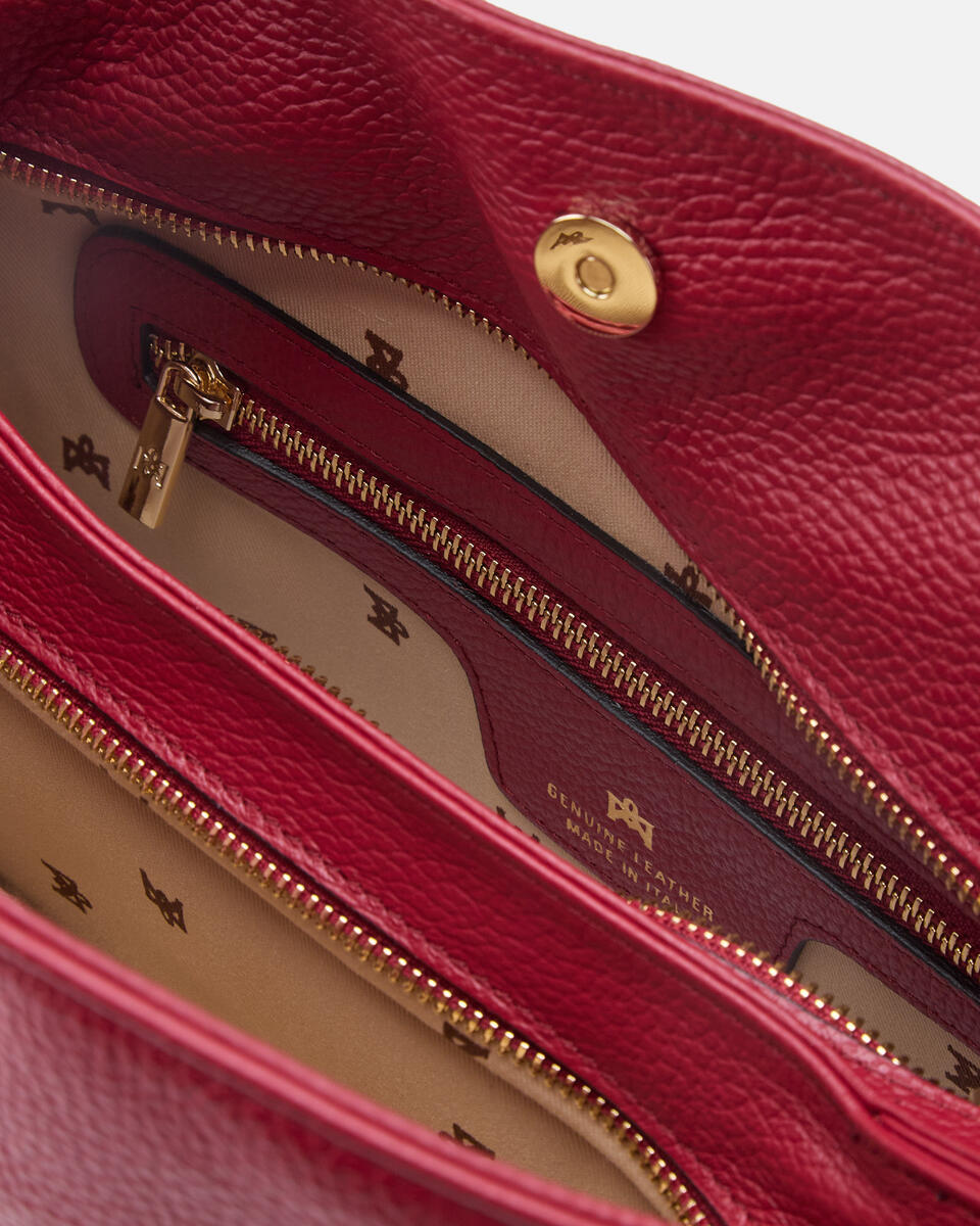 Velvet borsa a spalla grande con tracolla estensibile Cherry  - Cuoieria Fiorentina