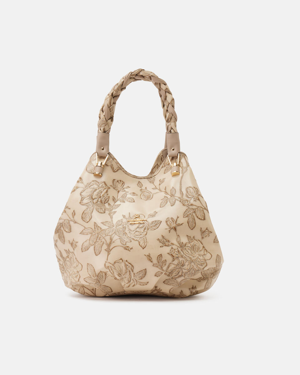 Mimì Borsa a spalla con doppiomanico intrecciato Taupe  - Borse A Spalla - Borse Donna - Borse - Cuoieria Fiorentina