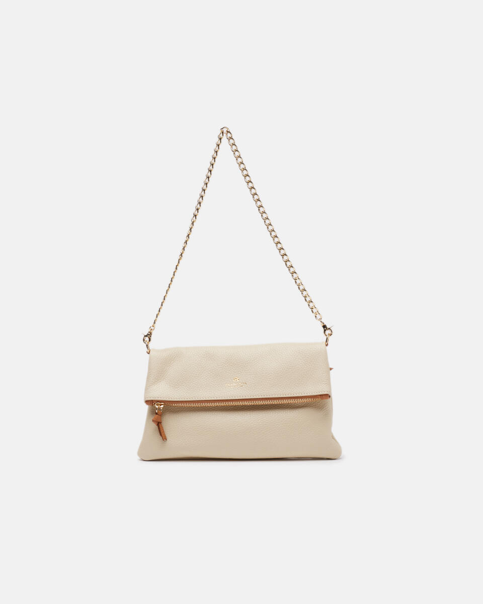 Velvet Borsa a tracolla reversibile condoppia bandoliera in metallo Beigeflake  - Tracolla - Borse Donna - Borse - Cuoieria Fiorentina