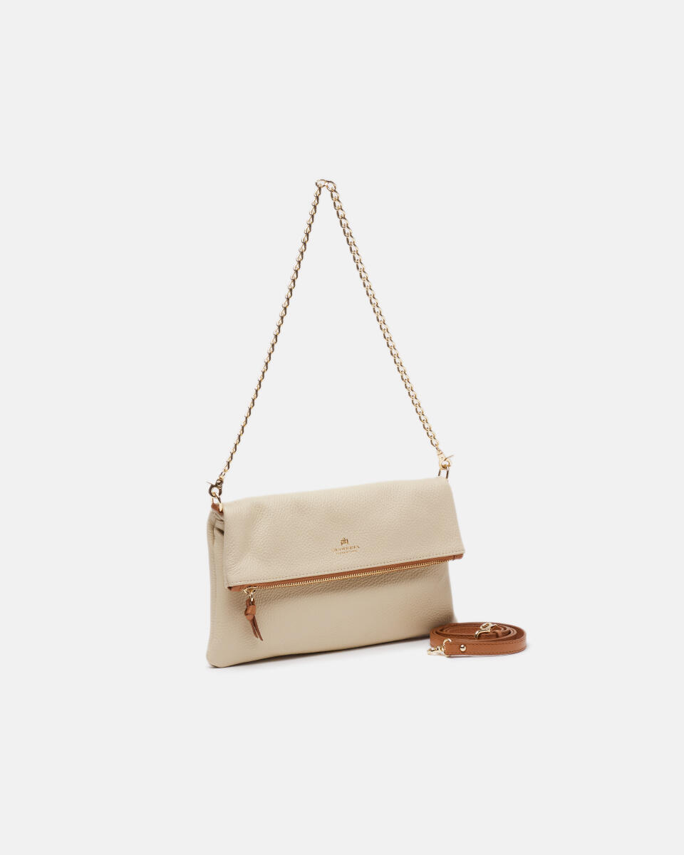 Velvet Borsa a tracolla reversibile condoppia bandoliera in metallo Beigeflake  - Tracolla - Borse Donna - Borse - Cuoieria Fiorentina