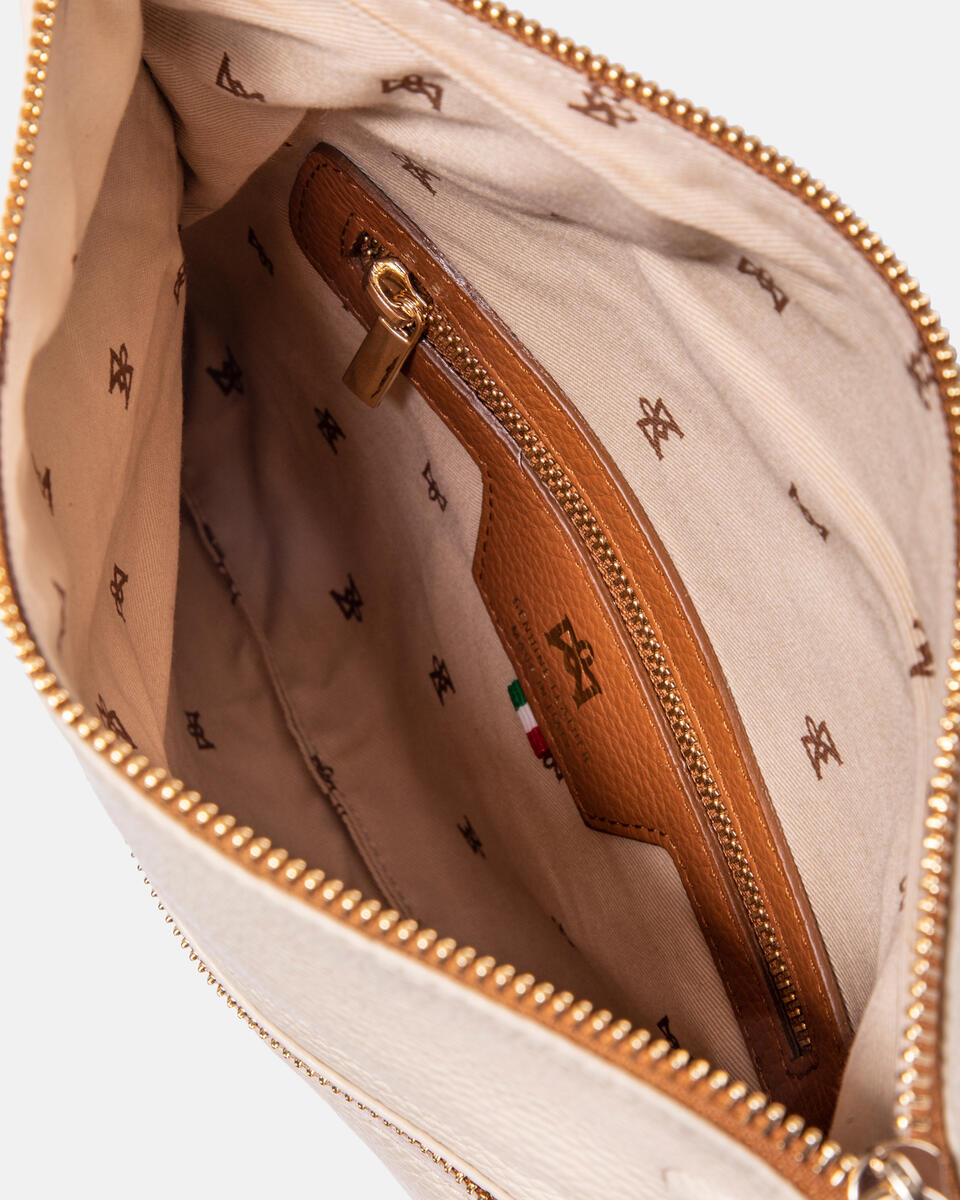 Velvet Borsa a tracolla reversibile condoppia bandoliera in metallo Beigeflake  - Tracolla - Borse Donna - Borse - Cuoieria Fiorentina