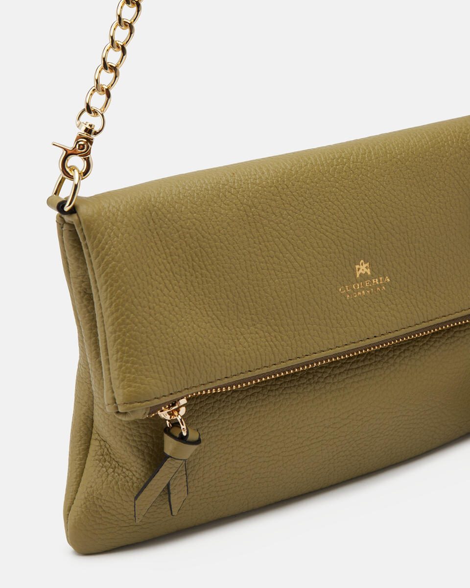 Velvet Borsa a tracolla reversibile condoppia bandoliera in metallo Oliva  - Tracolla - Borse Donna - Borse - Cuoieria Fiorentina