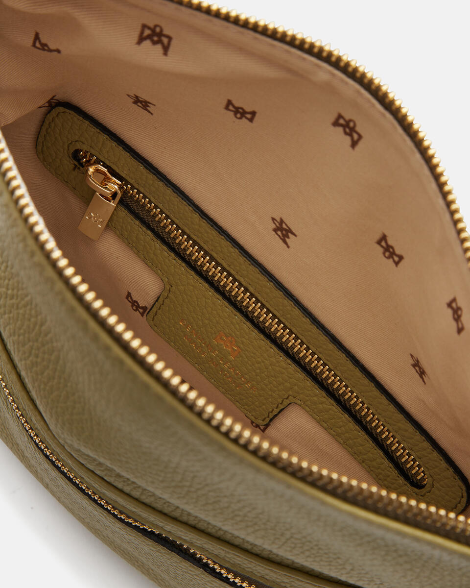 Velvet Borsa a tracolla reversibile condoppia bandoliera in metallo Oliva  - Tracolla - Borse Donna - Borse - Cuoieria Fiorentina