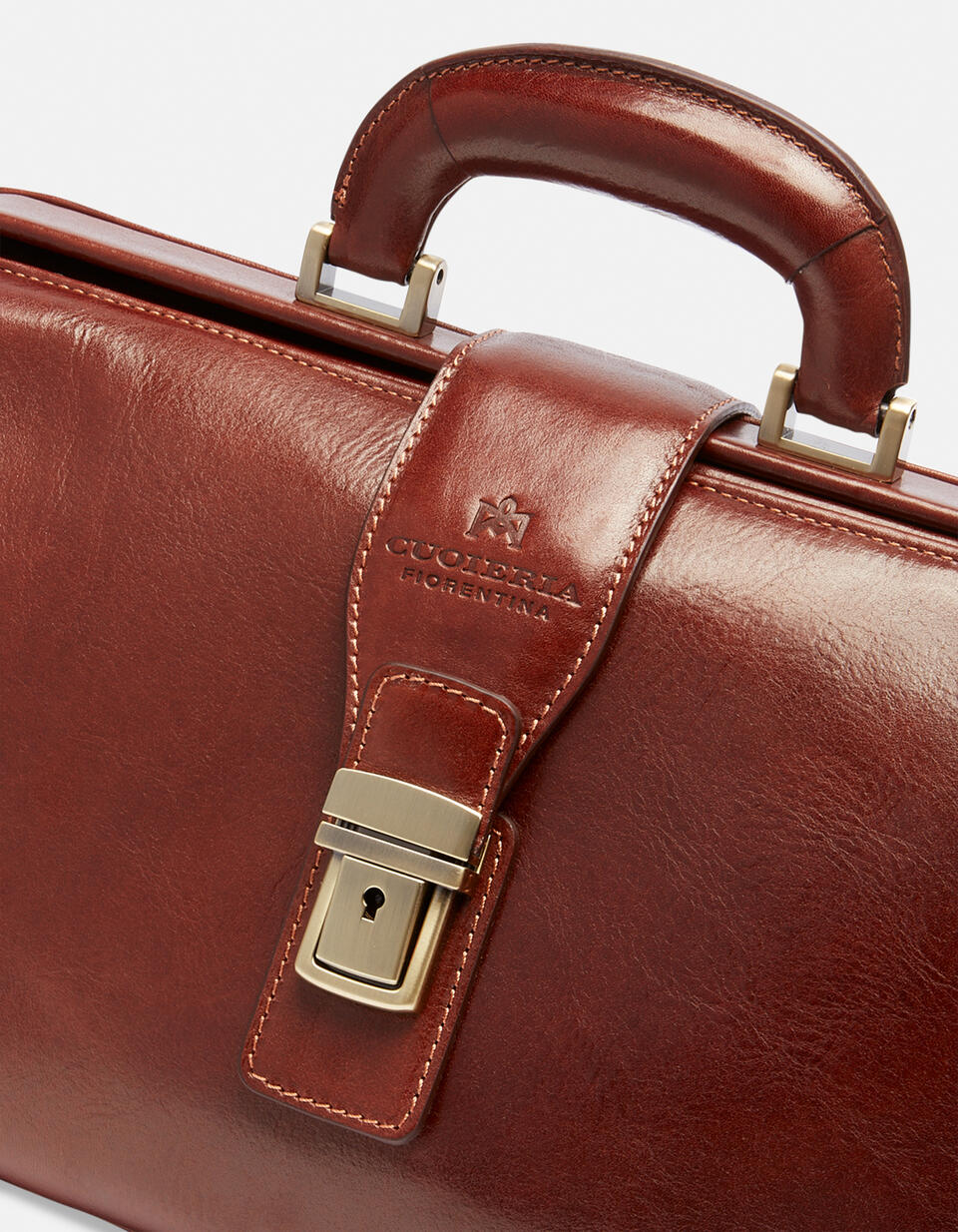 Borsa da medico in cuoio piccola con chiusura a fibbia MARRONE  - Borse Da Medico - Borse Da Lavoro - Cuoieria Fiorentina