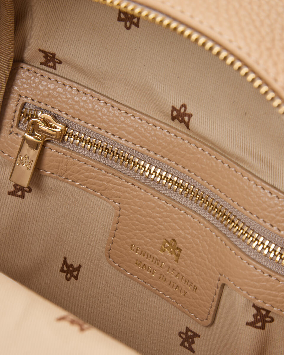 Velvet zainetto urban con zip e spallacci regolabili Nude  - Zaini - Borse Donna - Borse - Cuoieria Fiorentina
