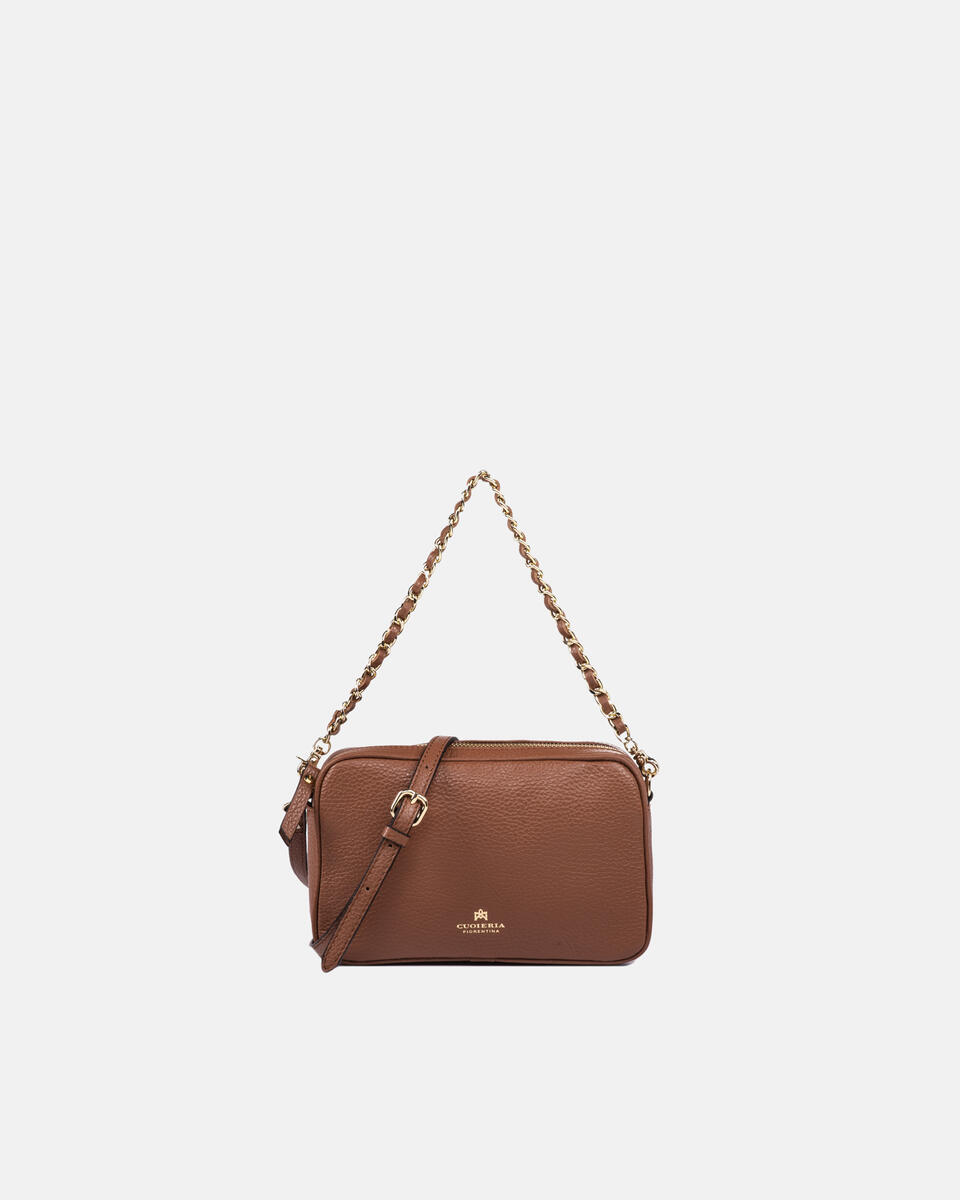 Velvet mini shoulder bag convertibile con doppia bandoliera Caramel  - Tote Bag - Borse Donna - Borse - Cuoieria Fiorentina