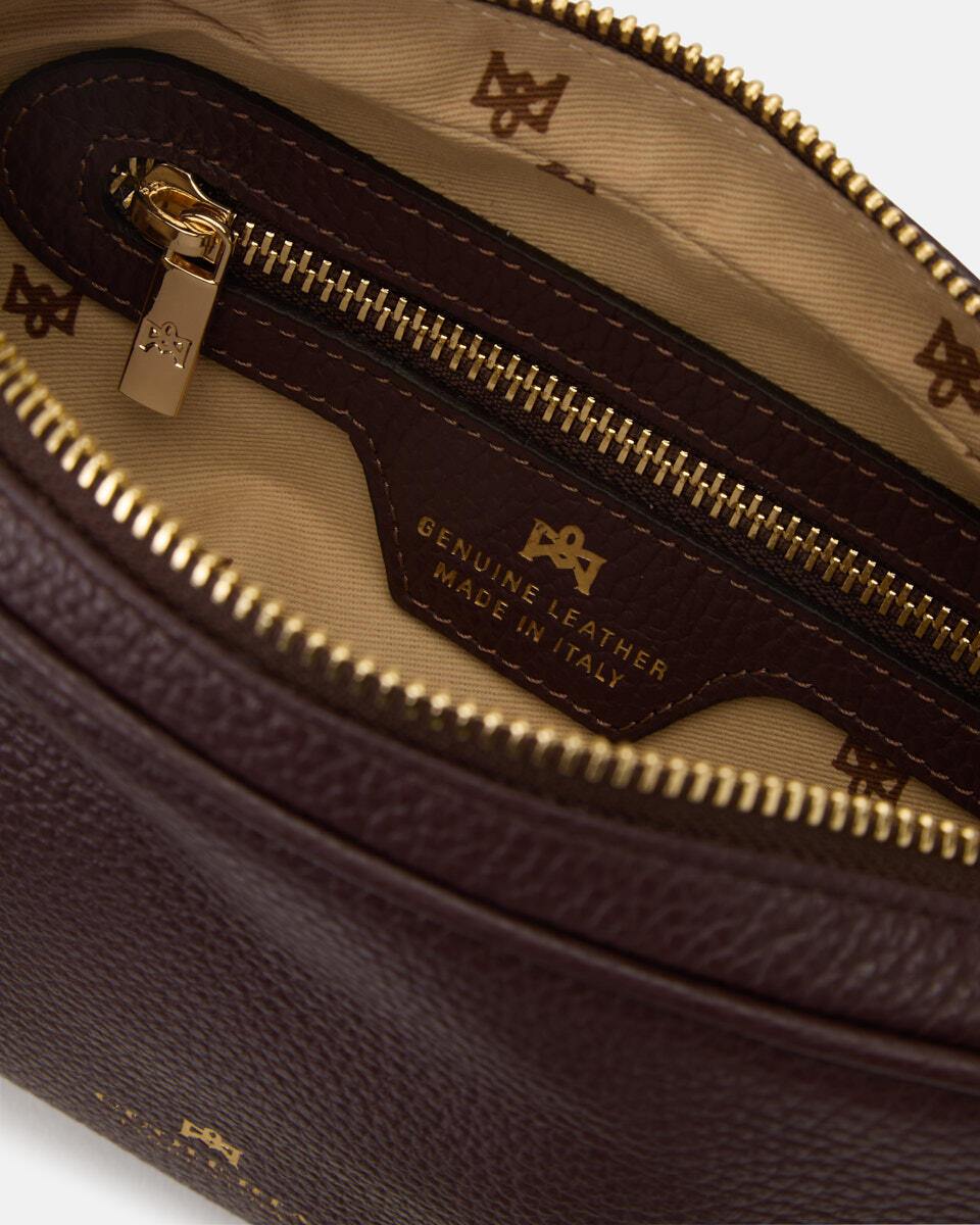 Velvet mini shoulder bag convertibile con doppia bandoliera Coffee  - Cuoieria Fiorentina