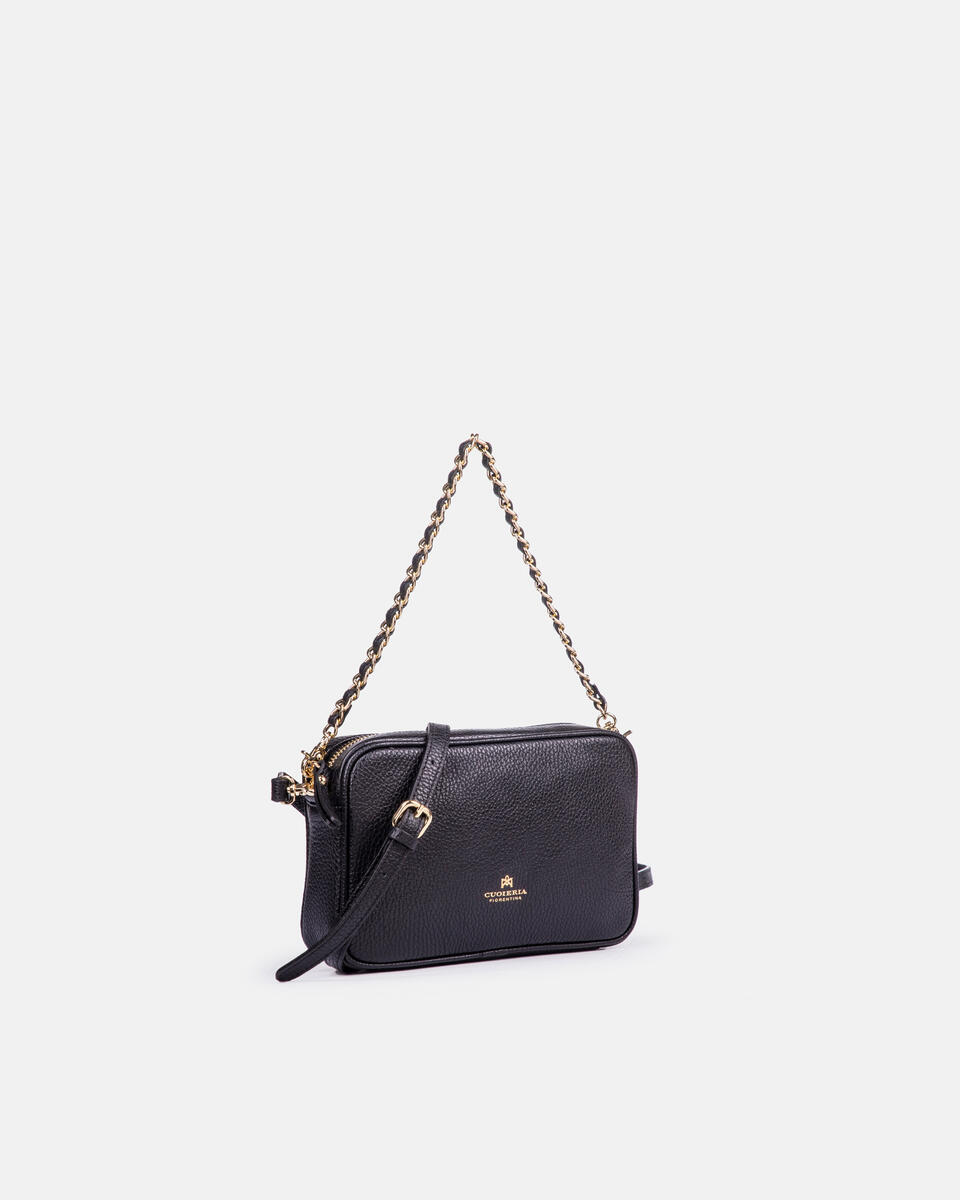 Velvet mini shoulder bag convertibile con doppia bandoliera Nero  - Mini Bag - Borse Donna - Borse - Cuoieria Fiorentina