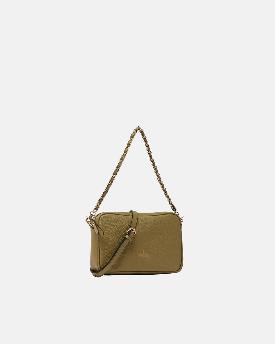 Velvet mini shoulder bag convertibile con doppia bandoliera Oliva  - Tote Bag - Borse Donna - Borse - Cuoieria Fiorentina