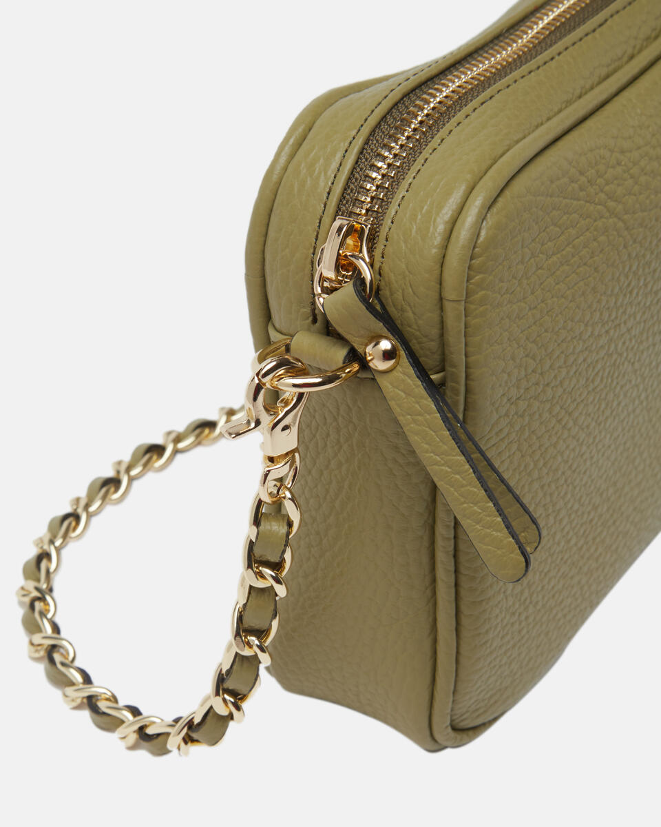Velvet mini shoulder bag convertibile con doppia bandoliera Oliva  - Tote Bag - Borse Donna - Borse - Cuoieria Fiorentina