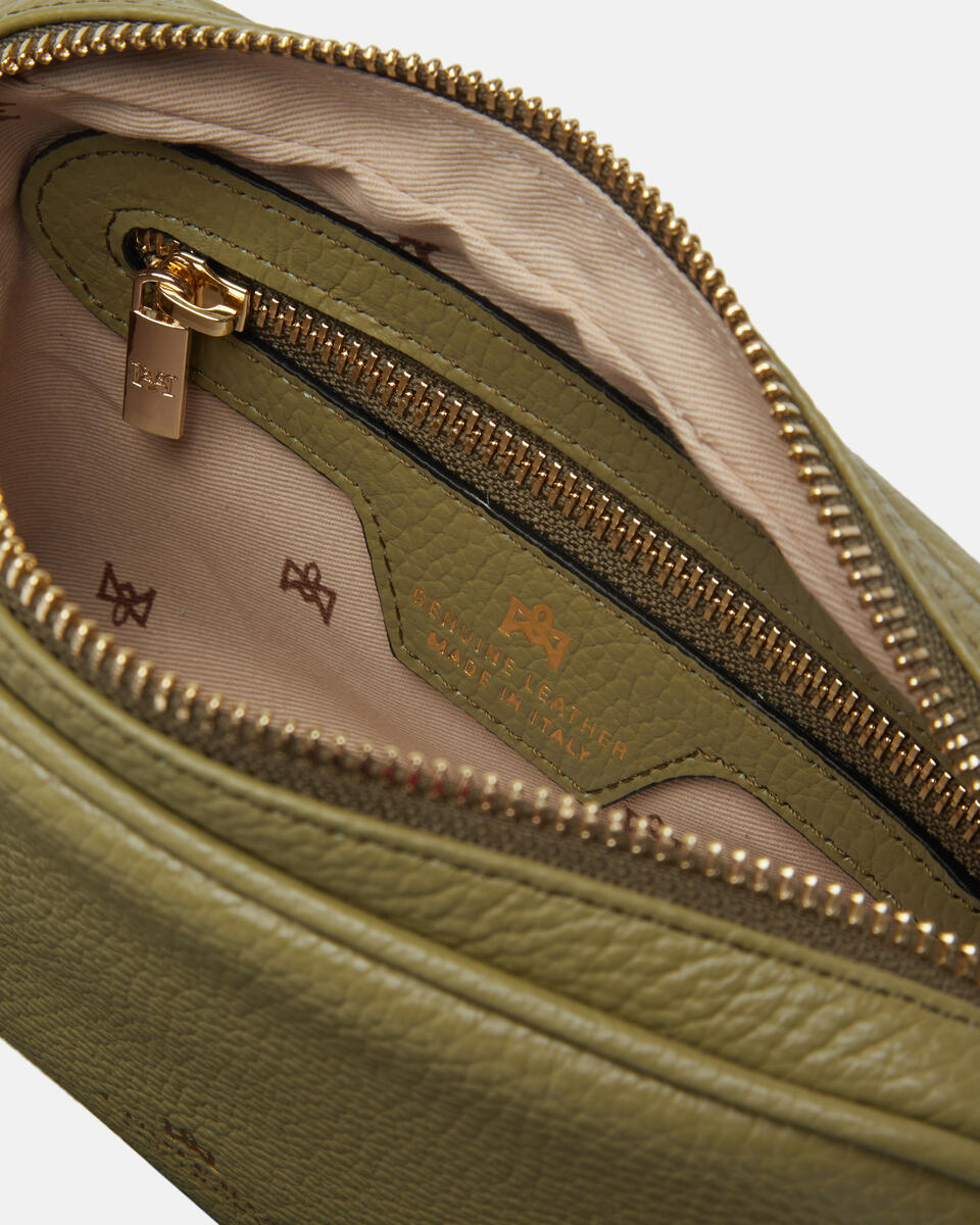 Velvet mini shoulder bag convertibile con doppia bandoliera Oliva  - Tote Bag - Borse Donna - Borse - Cuoieria Fiorentina