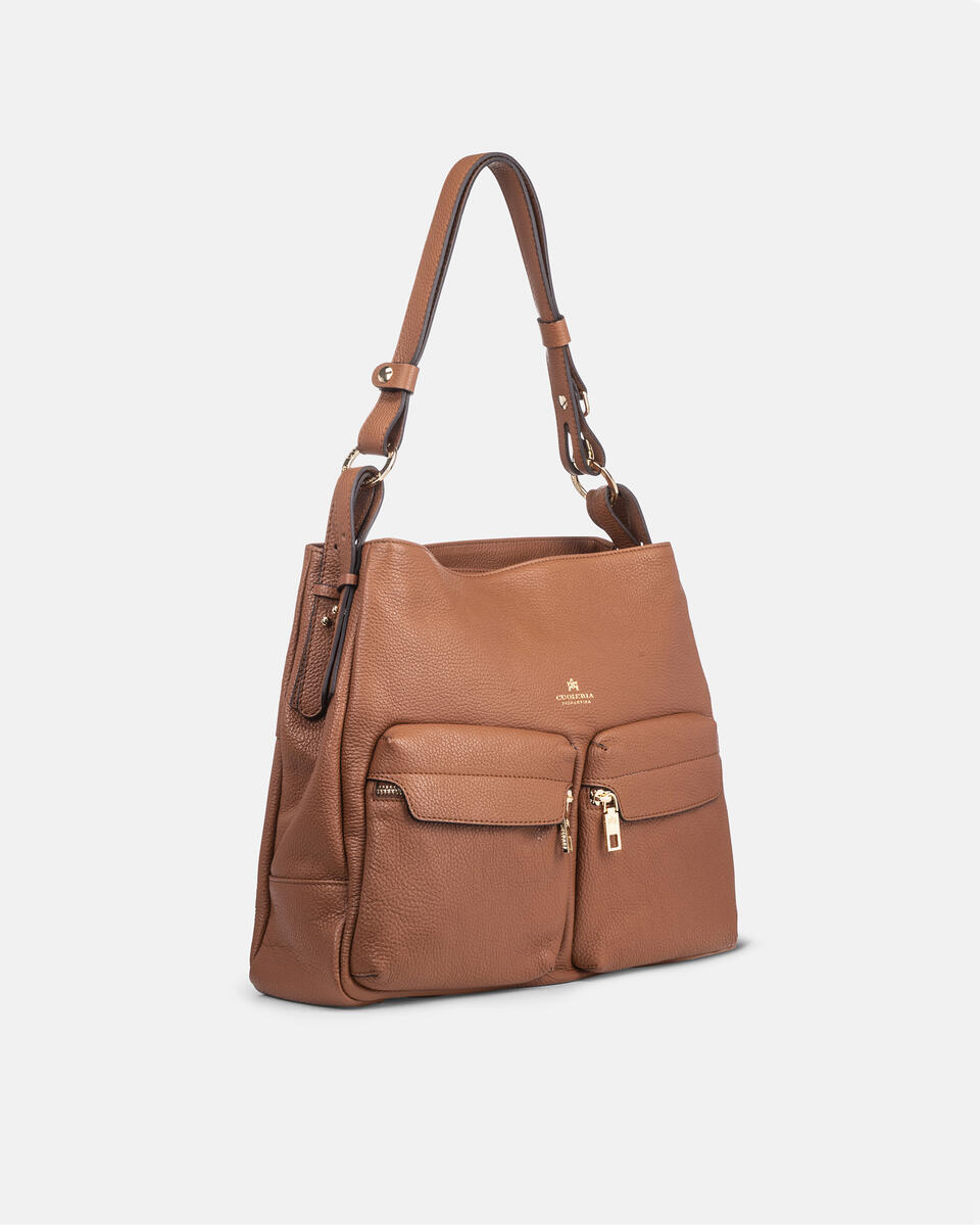 Velvet borsa a sacca grande con tracolla Caramel  - Borse A Spalla - Borse Donna - Borse - Cuoieria Fiorentina