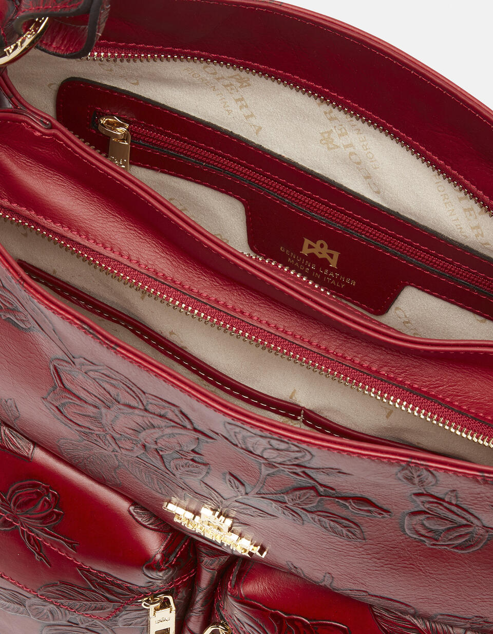 Mimi borsa a sacca grande con tracolla estensibile Rosso  - Borse A Spalla - Borse Donna - Borse - Cuoieria Fiorentina