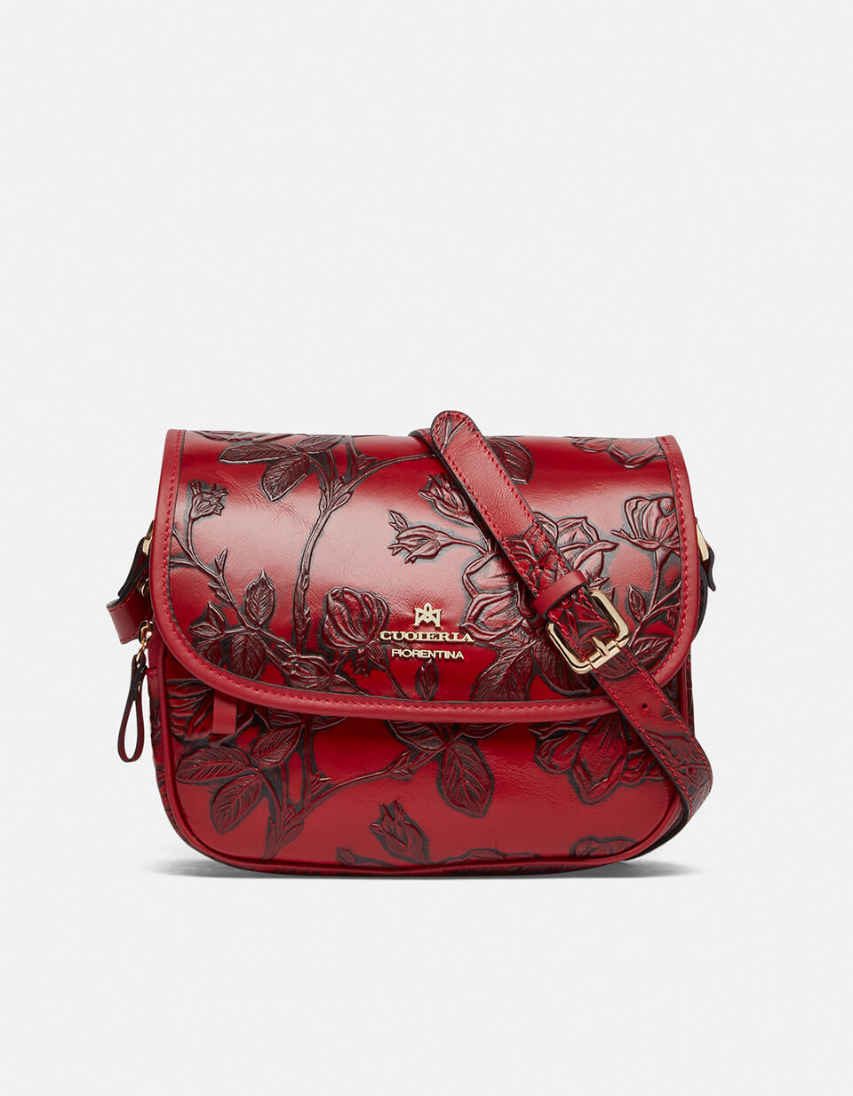 Messenger bag in rose embossed printed calfleather - Messenger Bags - WOMEN'S BAGS | bags ROSSO - Messenger Bags - WOMEN'S BAGS | bagsCuoieria Fiorentina