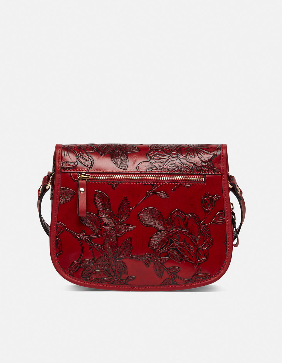 Borsa Mimì messenger in pelle stampata a rose ROSSO  - Messenger - Borse Donna - Borse - Cuoieria Fiorentina
