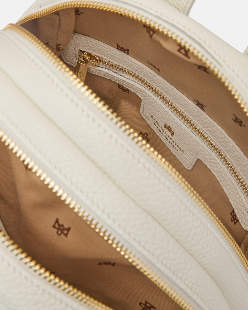Velvet zaino grande colorblock condoppia chiusura zip Bianco  - Zaini - Borse Donna - Borse - Cuoieria Fiorentina