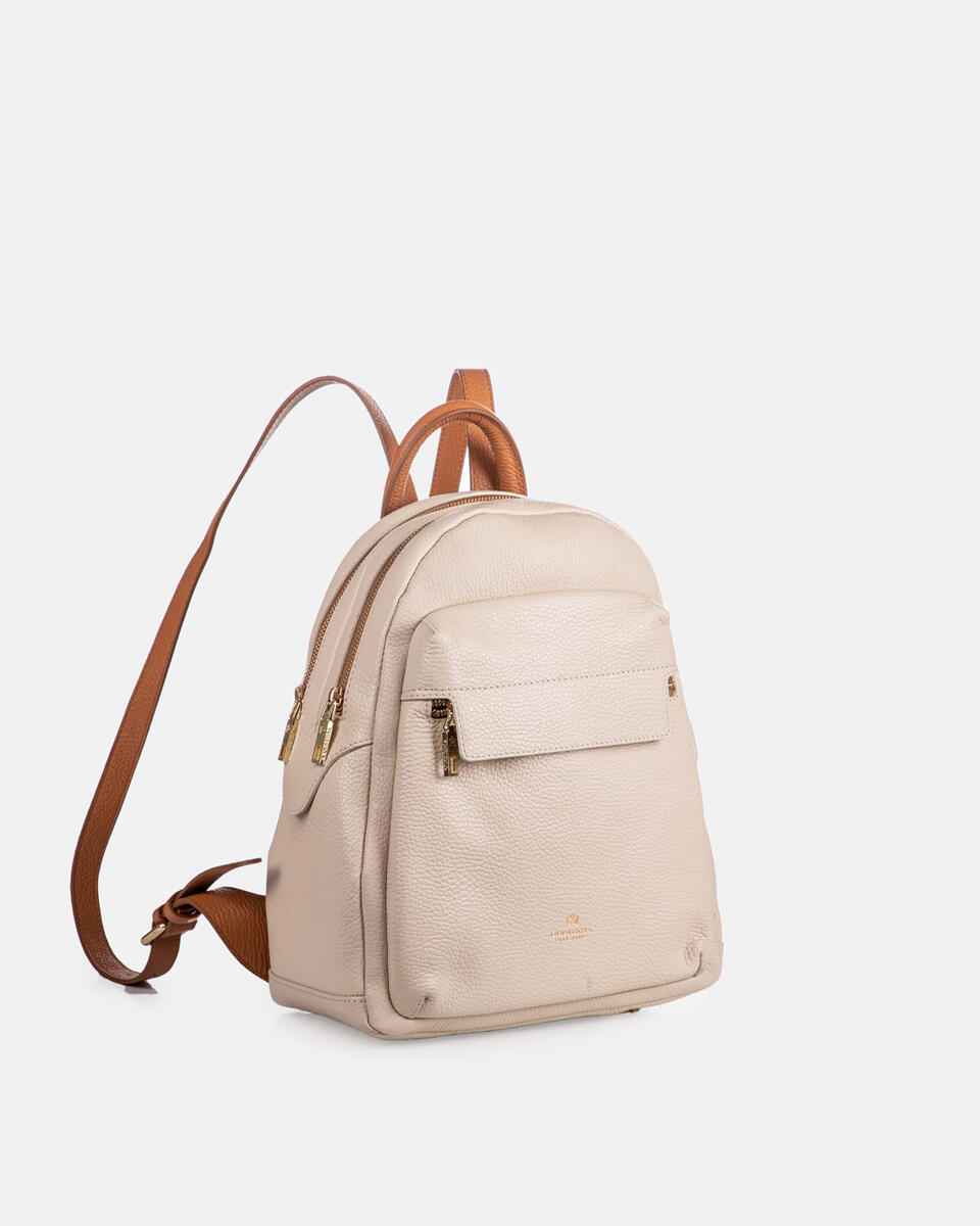 Velvet zaino grande colorblock condoppia chiusura zip Beigeflake  - Zaini E Beauty - Borse Da Viaggio - Cuoieria Fiorentina