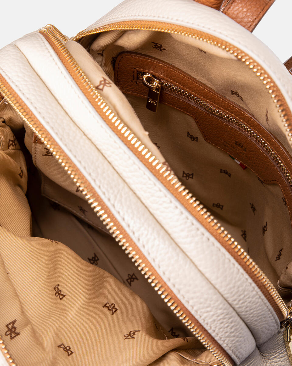 Velvet zaino grande colorblock condoppia chiusura zip Beigeflake  - Zaini E Beauty - Borse Da Viaggio - Cuoieria Fiorentina