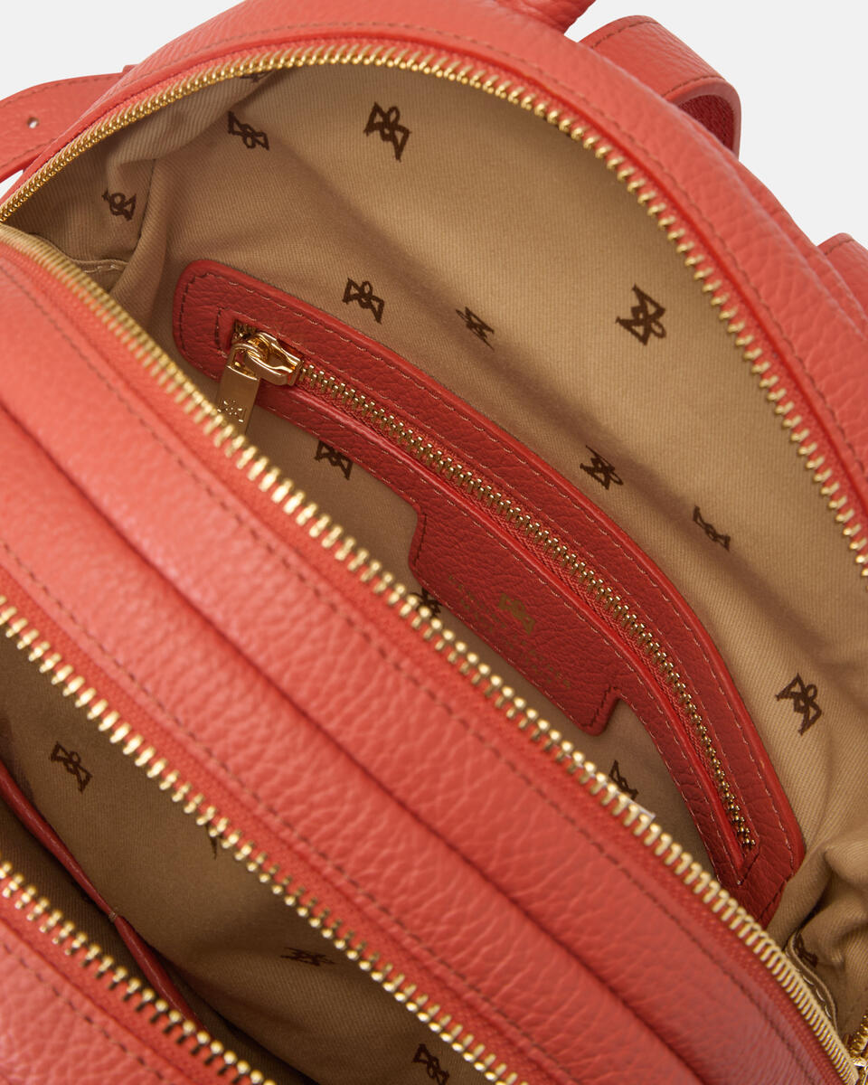 Velvet zaino grande colorblock condoppia chiusura zip Papaya  - Zaini - Borse Donna - Borse - Cuoieria Fiorentina
