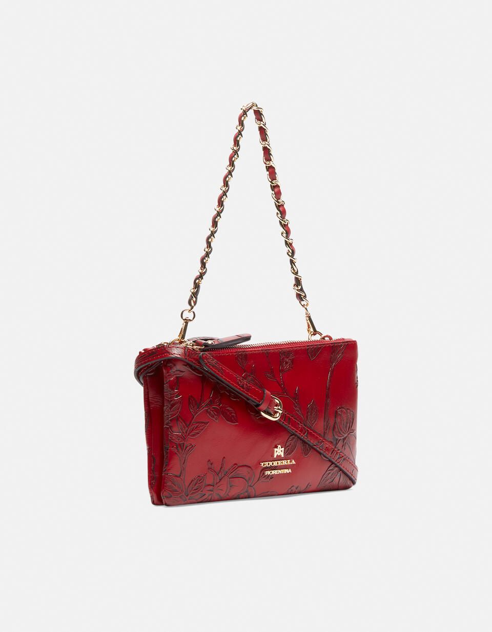 Double clutch bag in rose embossed printed leather - Crossbody Bags - WOMEN'S BAGS | bags ROSSO - Crossbody Bags - WOMEN'S BAGS | bagsCuoieria Fiorentina