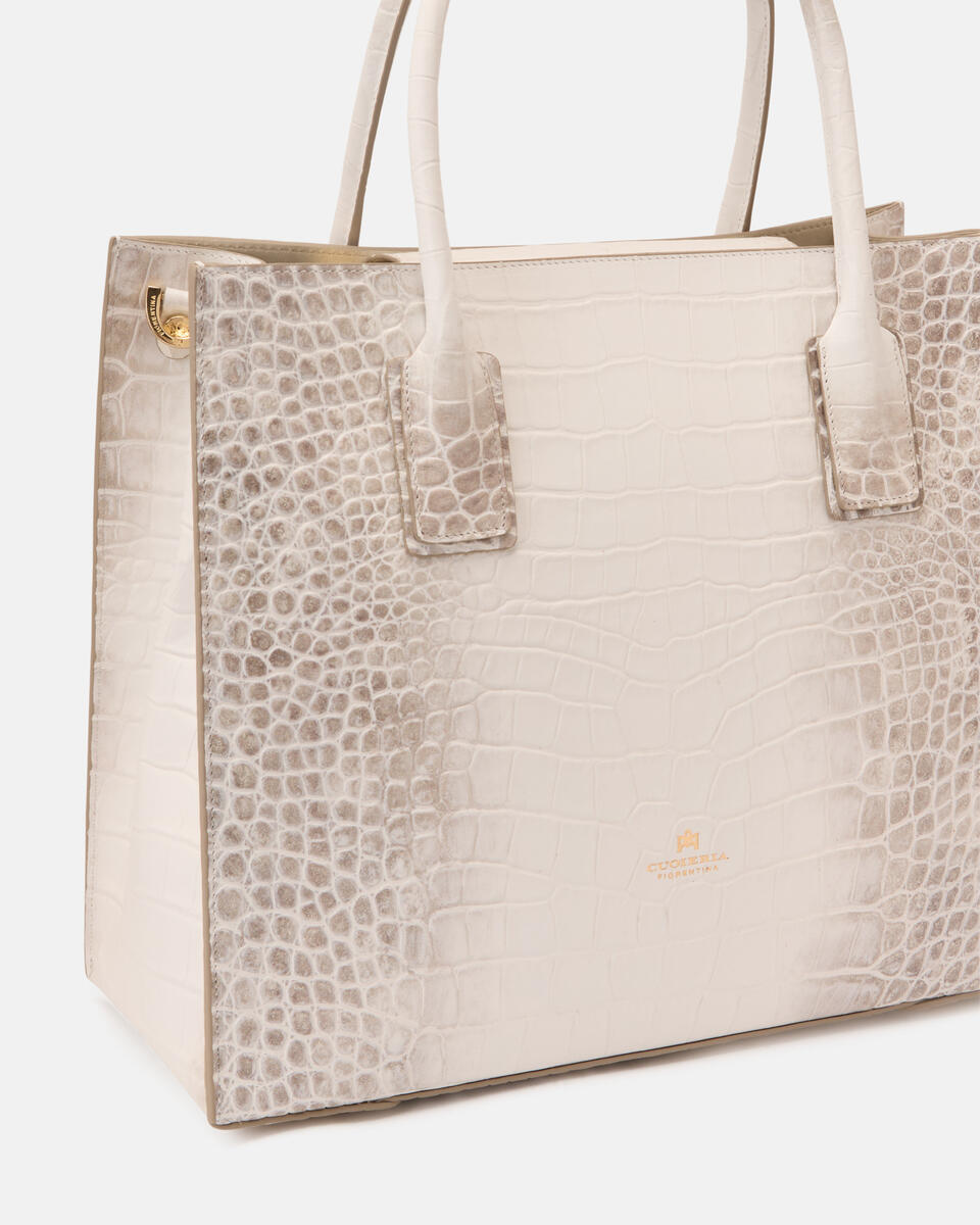 Tote Bag Medium in Cocco Avorio  - Cuoieria Fiorentina