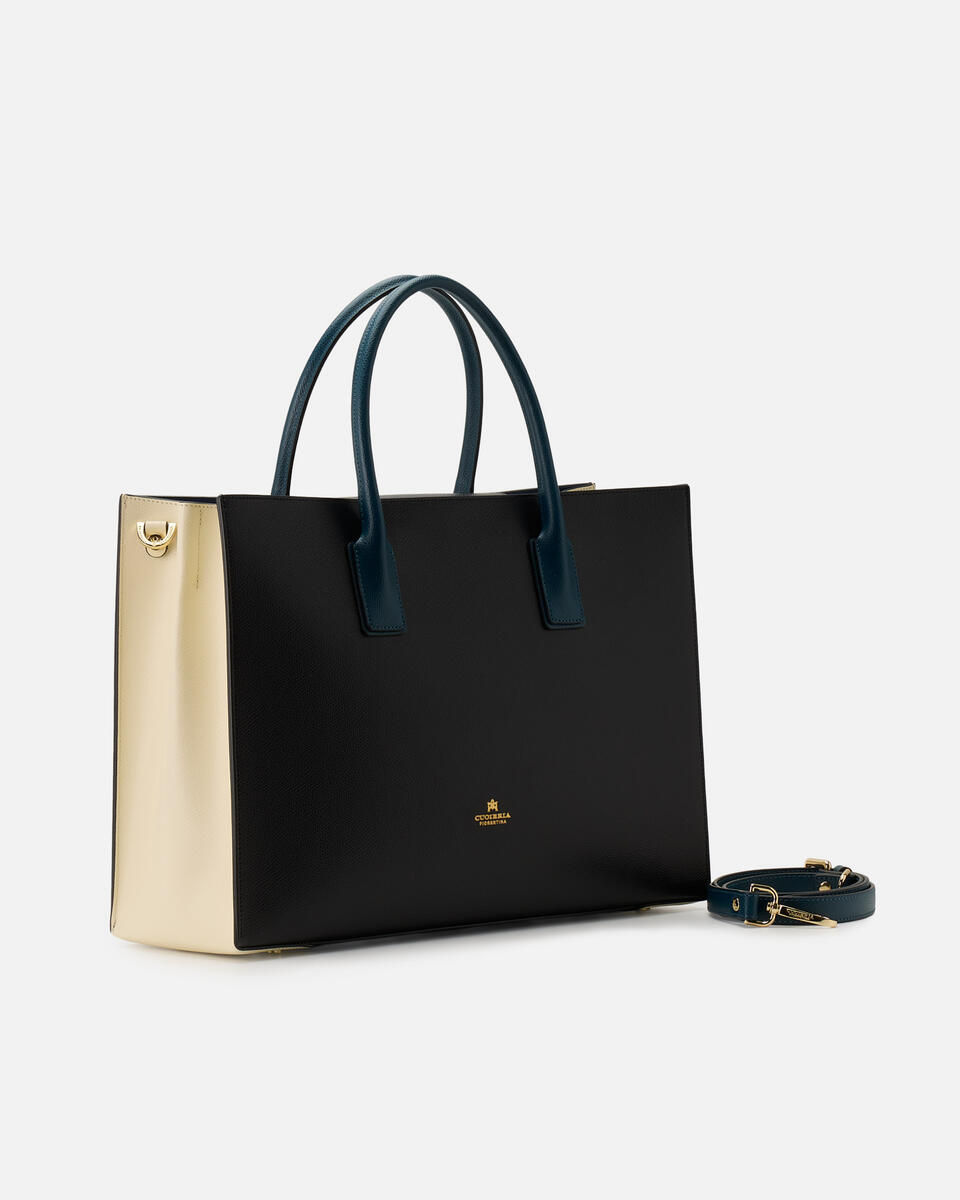 Large tote bag Blackproseccoteal  - Cuoieria Fiorentina