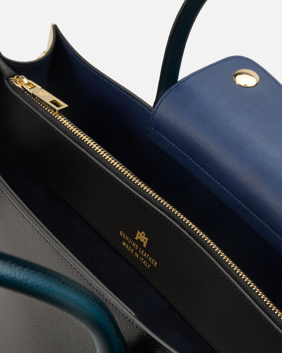 Large tote bag Blackproseccoteal  - Cuoieria Fiorentina