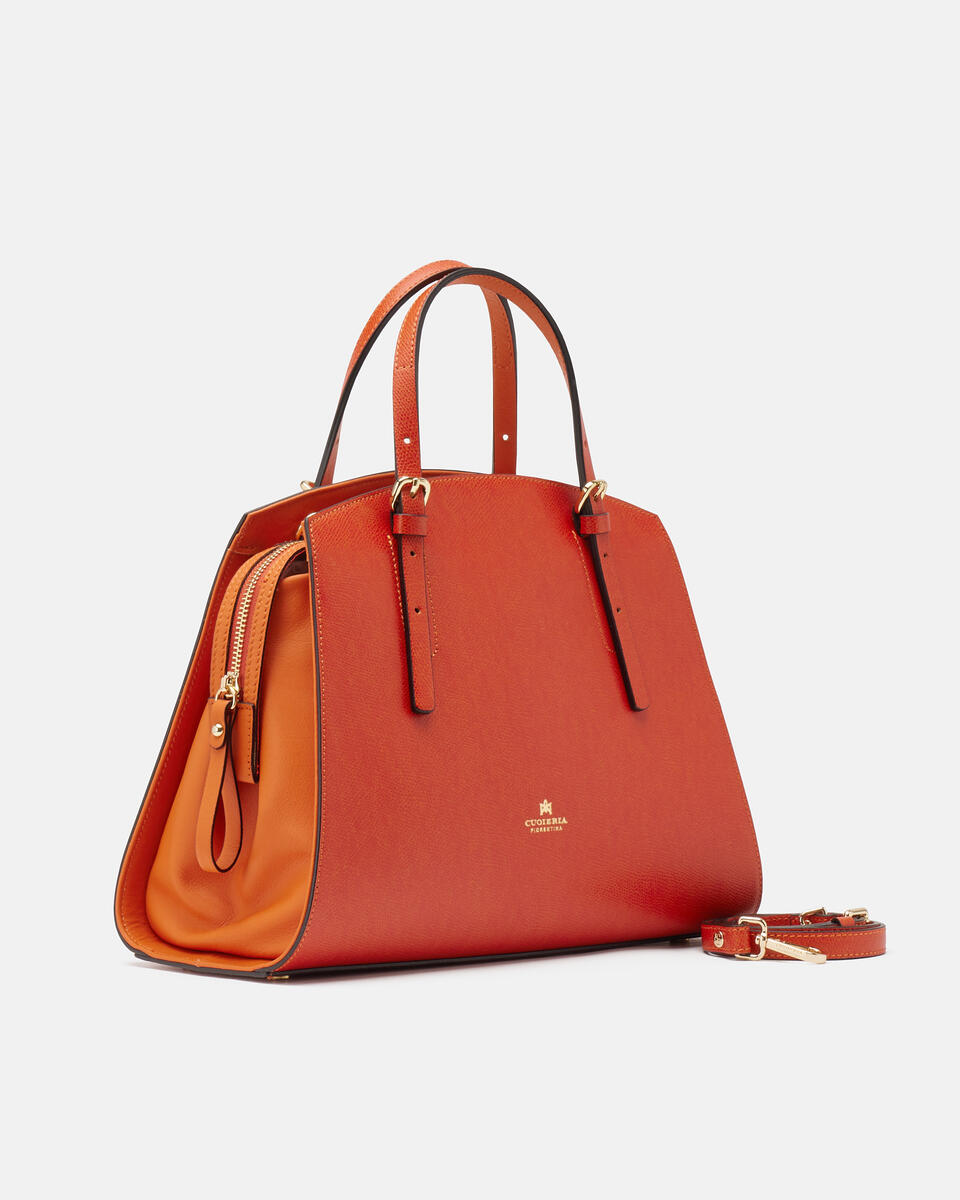 Alice big tote bag pentagonalecon interno foderato Arancio bruciato  - Tote Bag - Borse Donna - Borse - Cuoieria Fiorentina