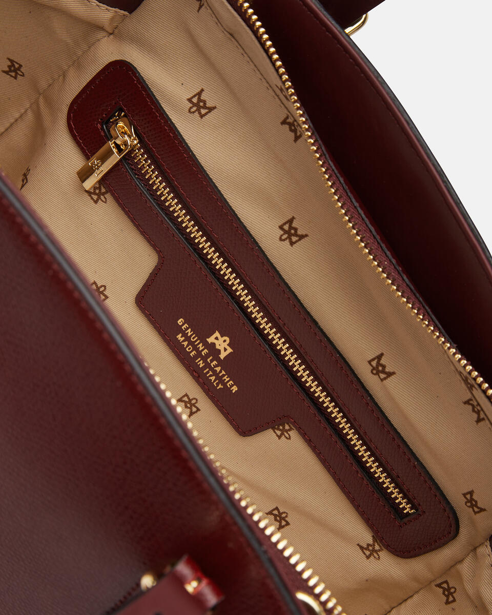 Alice big tote bag pentagonalecon interno foderato Bordeaux  - Cuoieria Fiorentina