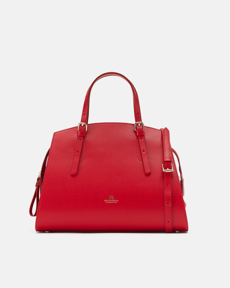 Alice big tote bag pentagonalecon interno foderato Rosso  - Tote Bag - Borse Donna - Borse - Cuoieria Fiorentina