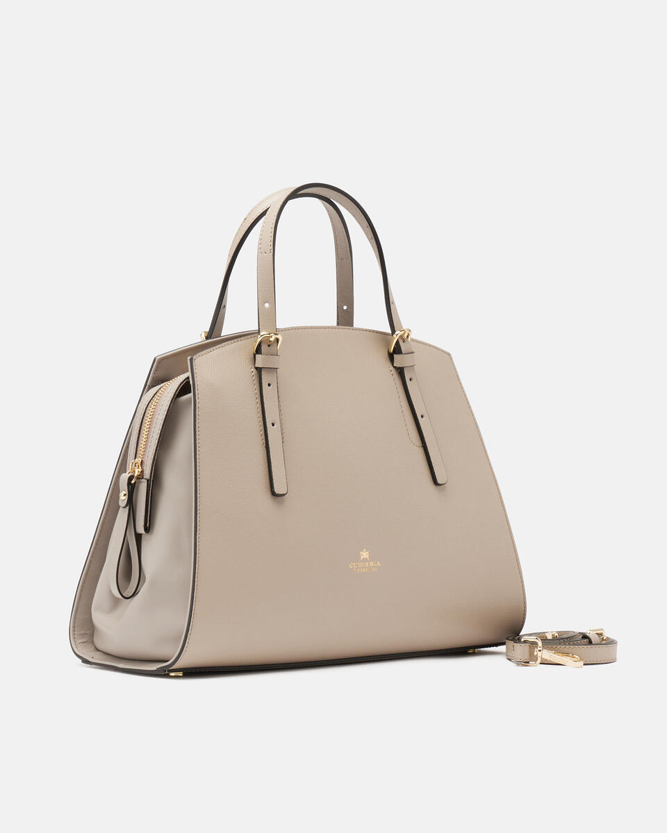 Alice big tote bag pentagonalecon interno foderato Taupe  - Cuoieria Fiorentina
