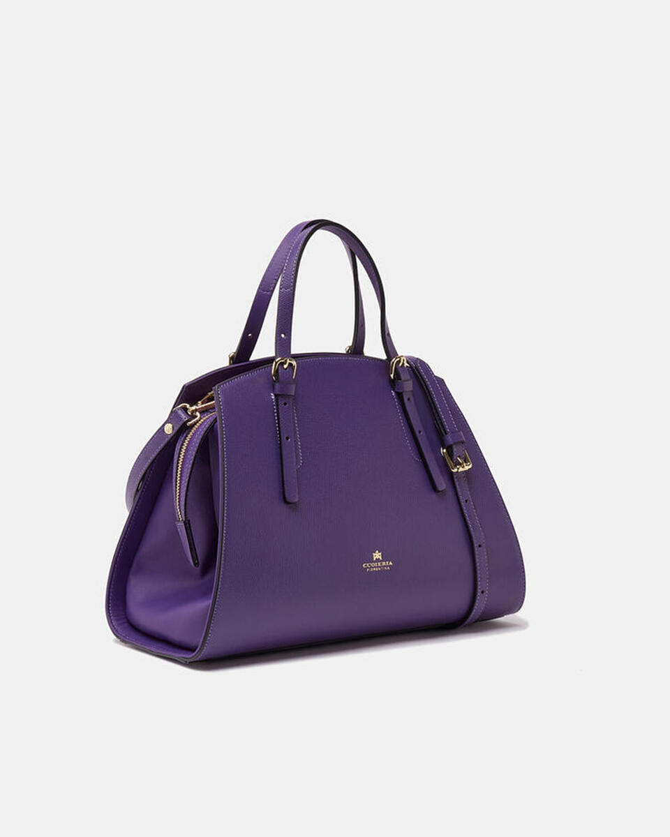 Alice big tote bag pentagonale con interno foderato VIOLA  - Tote Bag - Borse Donna - Borse - Cuoieria Fiorentina