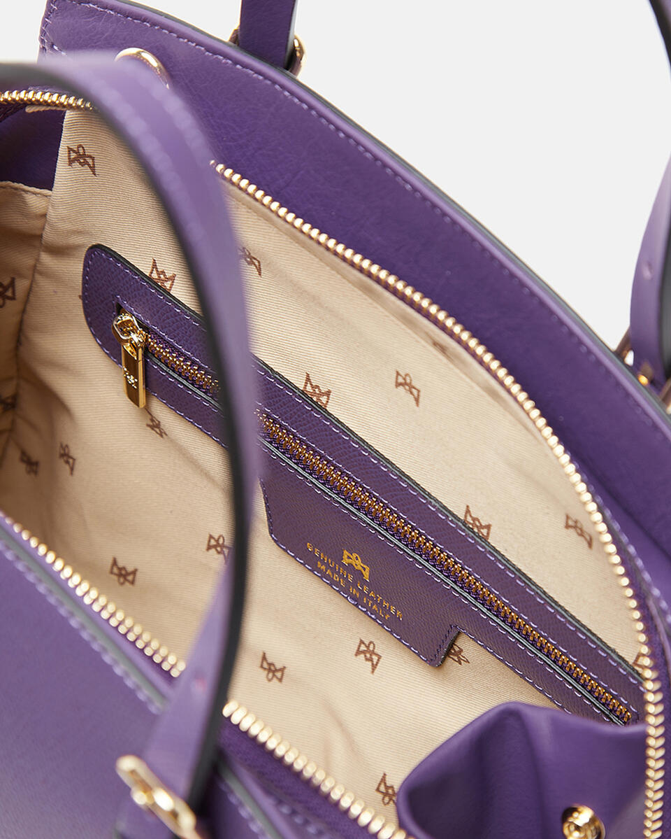 Alice big tote bag pentagonale con interno foderato VIOLA  - Tote Bag - Borse Donna - Borse - Cuoieria Fiorentina