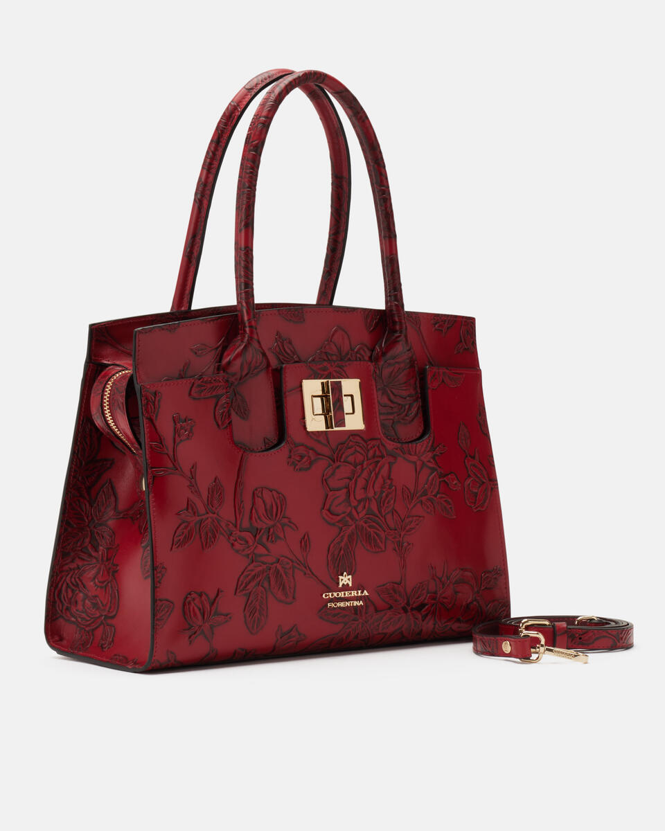 Mimi medium tote bag con dettagli in metallo Rosso  - Tote Bag - Borse Donna - Borse - Cuoieria Fiorentina