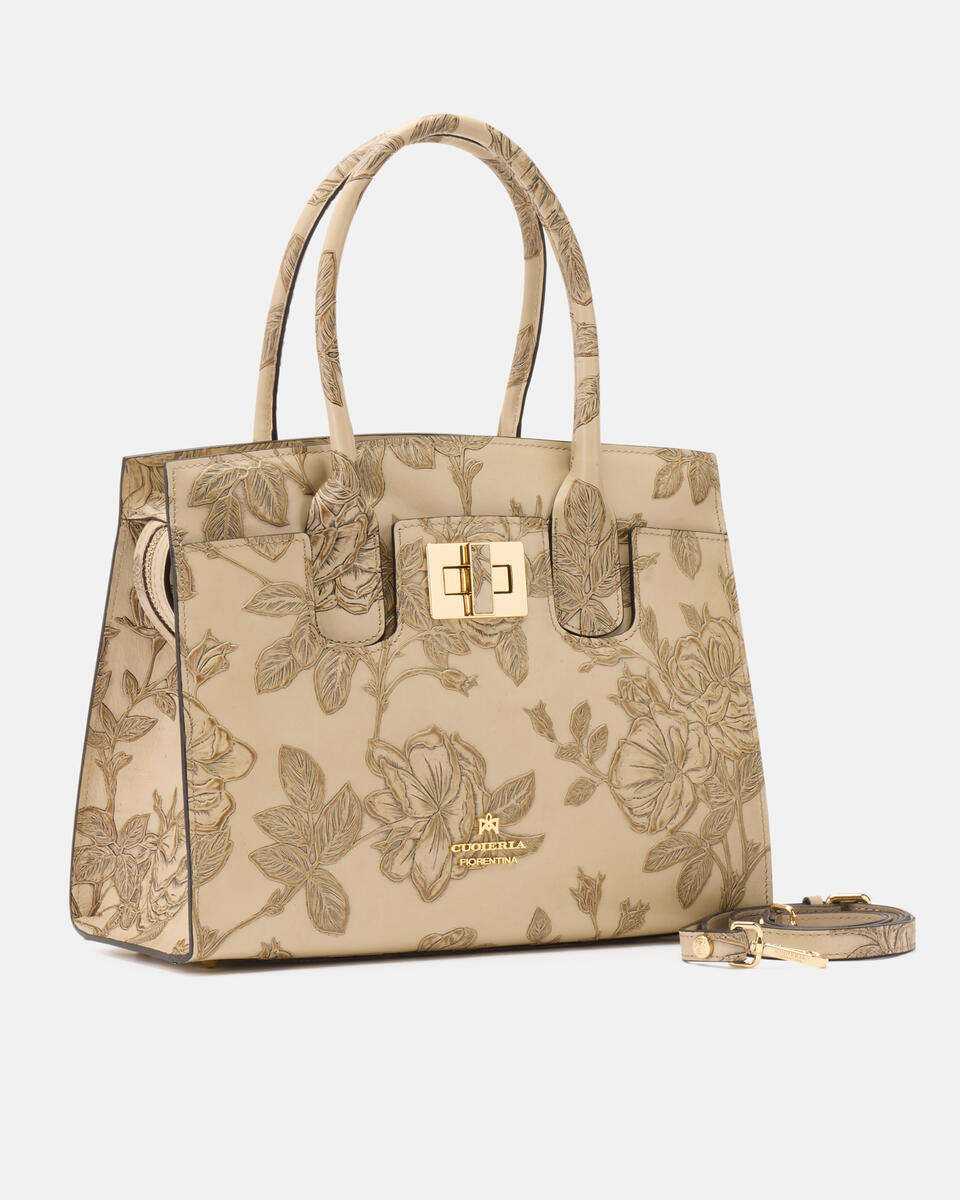 Mimi medium tote bag con dettagli in metallo Taupe  - Tote Bag - Borse Donna - Borse - Cuoieria Fiorentina