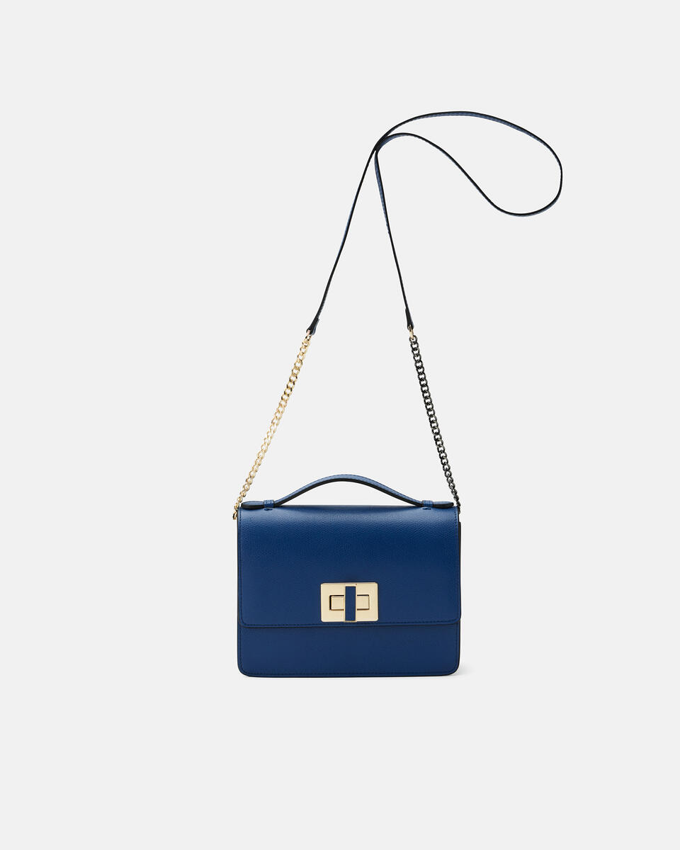 Bella  big crossbodyclutch con tracolla in pelle e metallo Avio  - Pochette - Borse Donna - Borse - Cuoieria Fiorentina